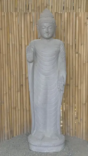 Product image of the product “Standing Buddha - Abhaya mudra made of Riverstone, ca. 180 cm High ”
